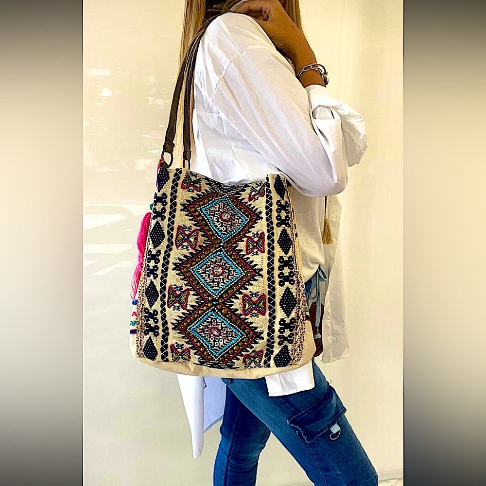 Embroidered Canvas Tote Bag